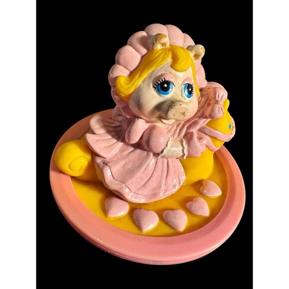 1989 Remco Muppet Babies Miss Piggy Baby Weeble Wobble Rattle Toy - Picture 6 of 11